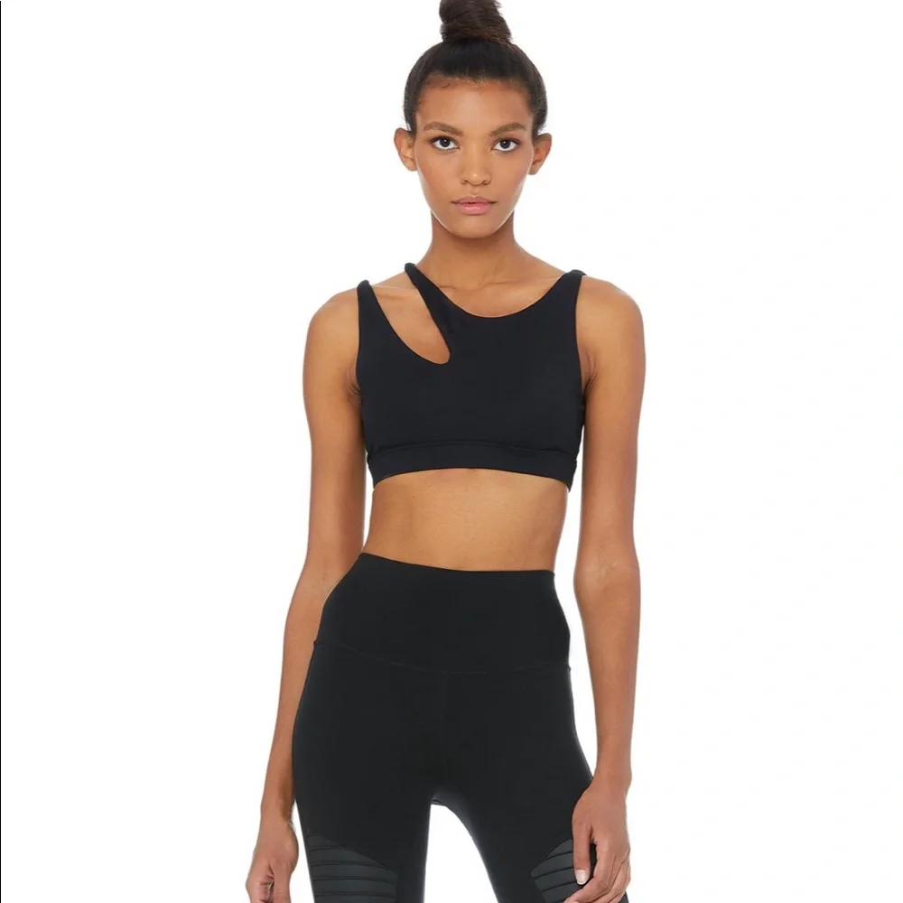 ALO Yoga Olive Green Asymmetrical Cutout Sports Bra